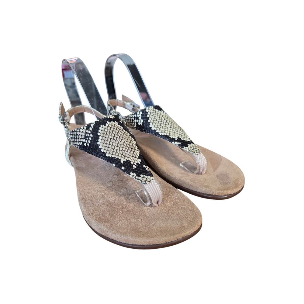 NWOB Vionic Kirra Snakeskin Thing Strappy Flat Comfort Sandals  6
